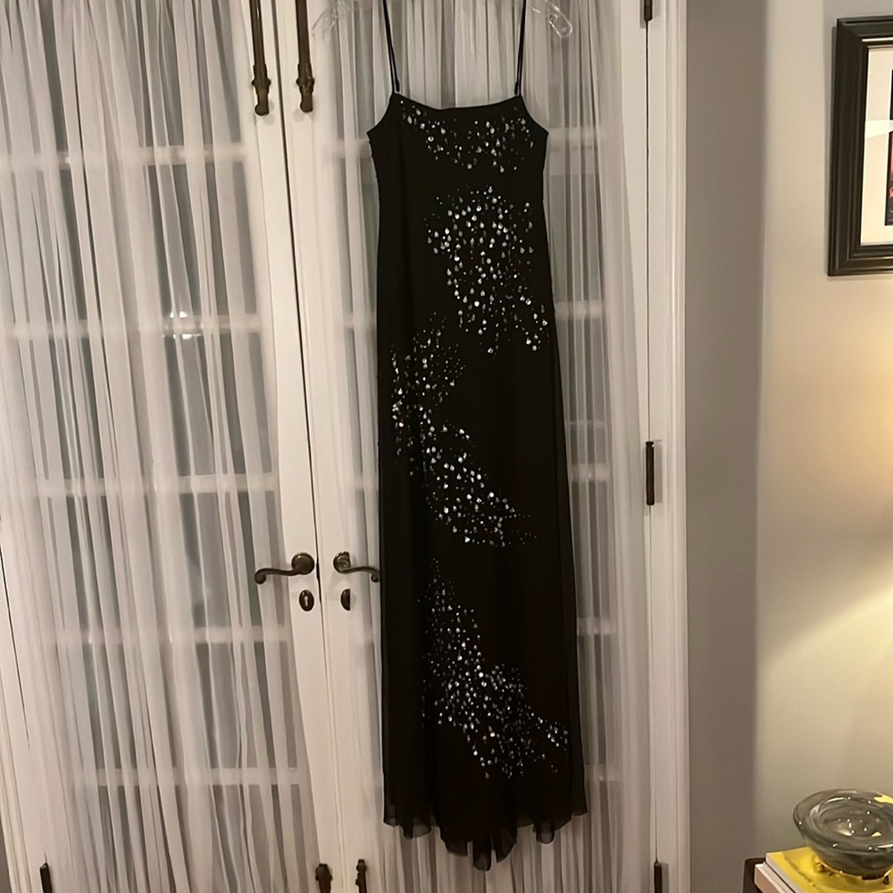 Vintage BCBG Max Azaria Collection Black Embellished Evening Gown
